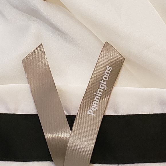 Penningtons Shiny White Button Down Top with Black Edging - Picture 11 of 16